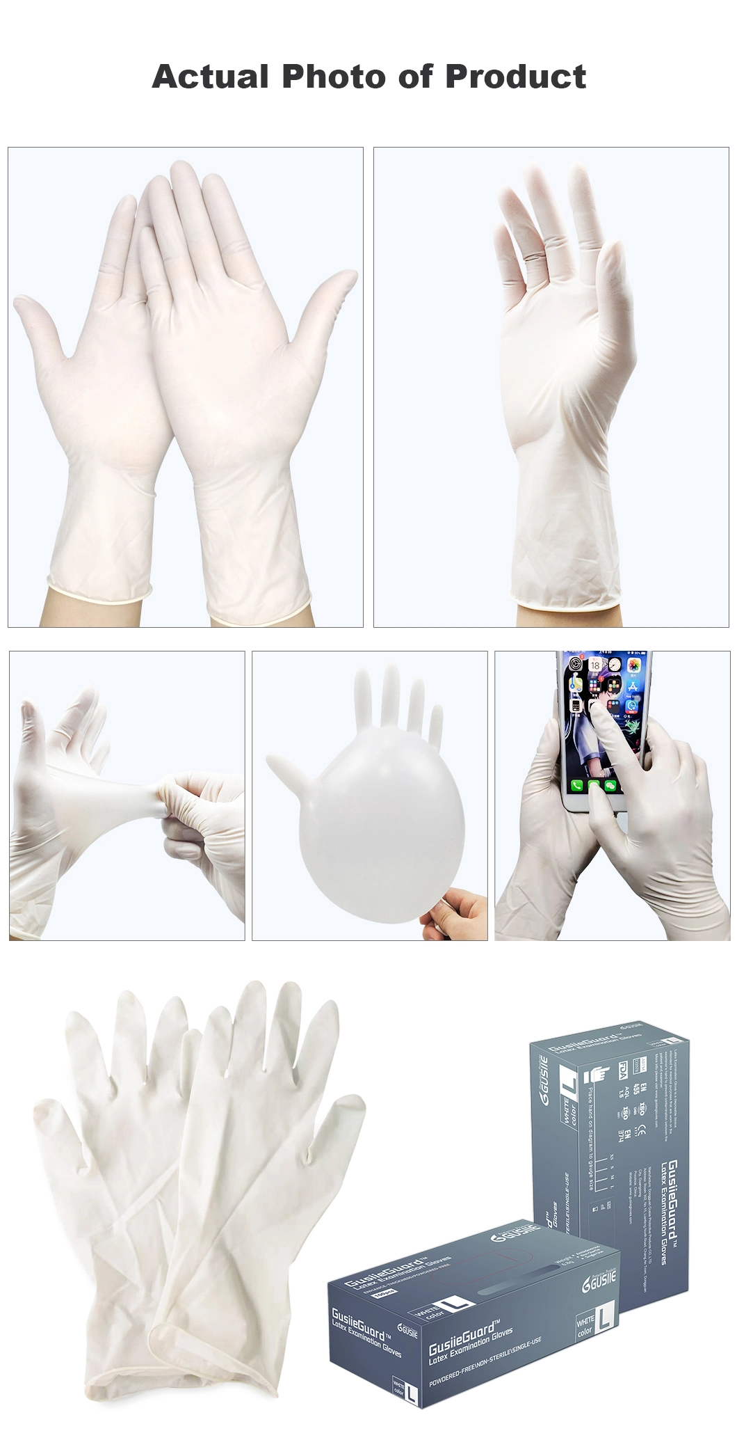 Medical Disposable Latex Examination Gloves Powdered Rubber Surgical Sterile Powder Free