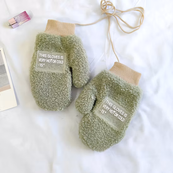 Serie de Navidad Femenina Roja Festiva Muñeco de nieve feliz Estudiantes de dibujos animados lindos Dedos envueltos Terciopelo engrosado Guantes antiviento y fríos y cálidos