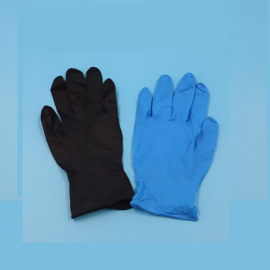 Guantes de examen de protección sin polvo de nitrilo azul impermeables desechables